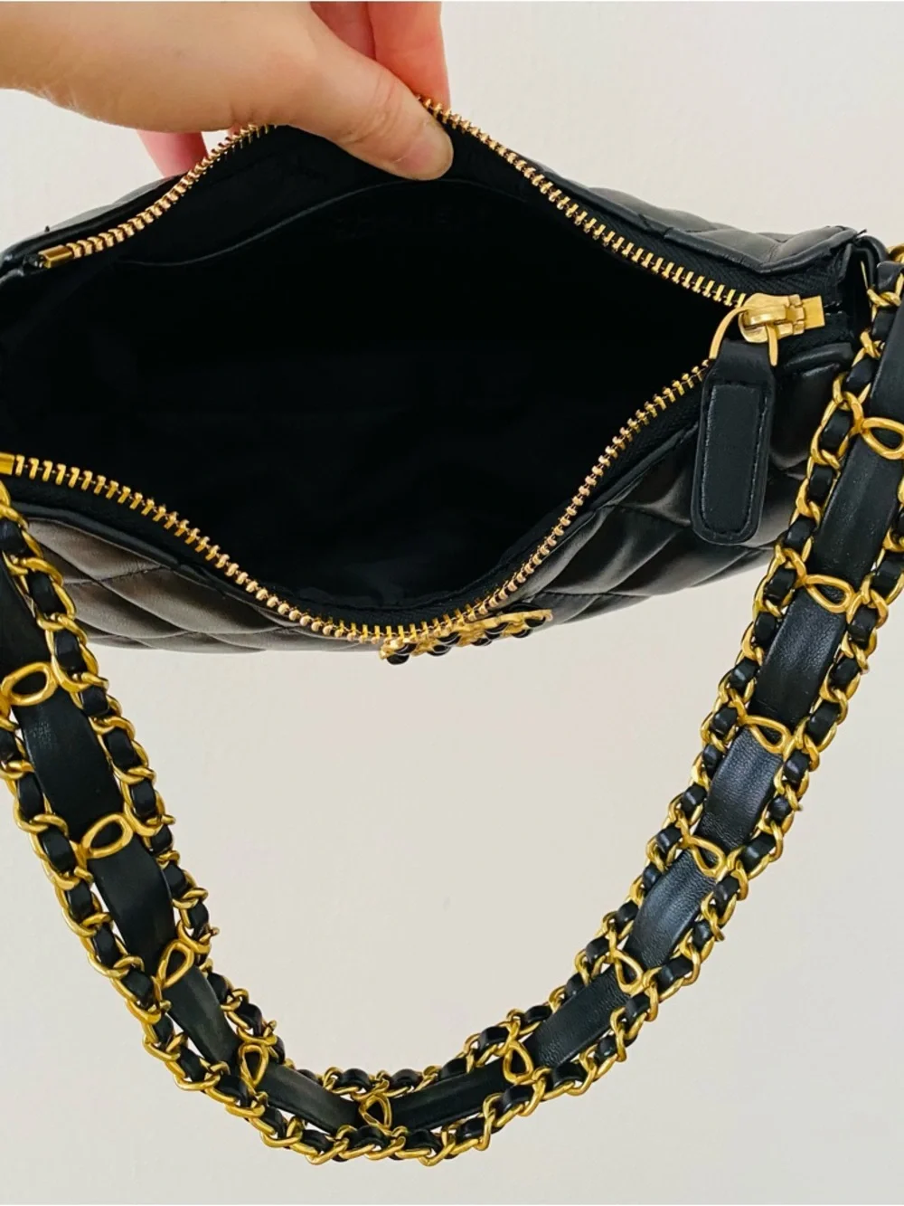 New in Box Chanel Makeup GWP Black Quilted Faux Leather 19 Hobo Shoulder Bag